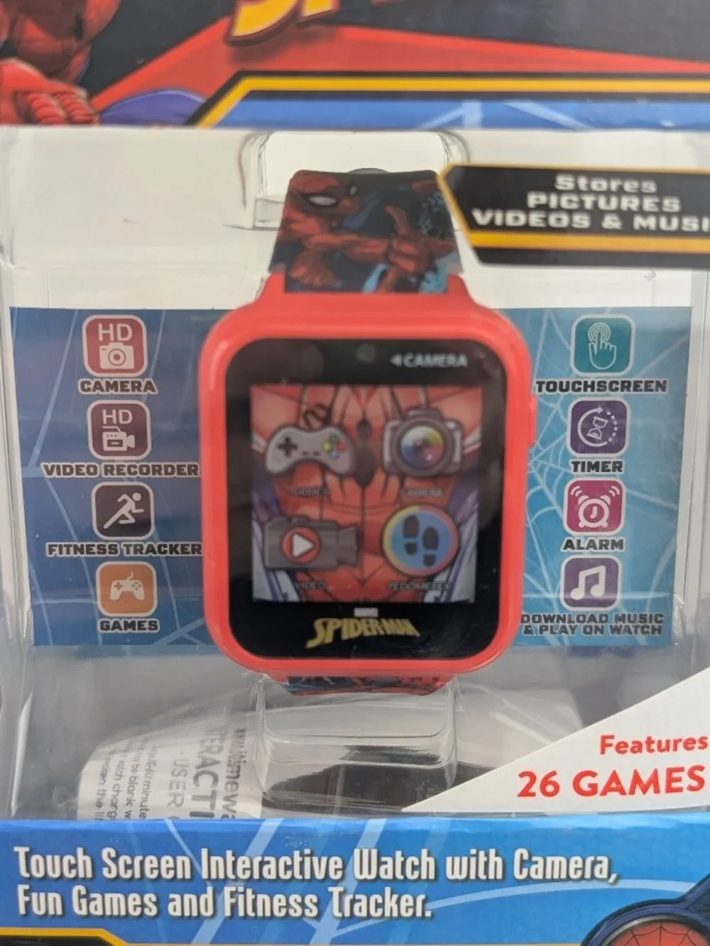 NEW - Marvel Spiderman Kids Interactive Smart Watch 26 Games Camera & Music